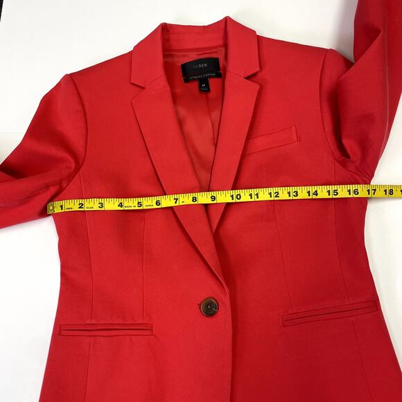 J. Crew Stretch Cotton Coral Women's Blazer Jacket 6P Single Breasted Tailored - Picture 14 of 16